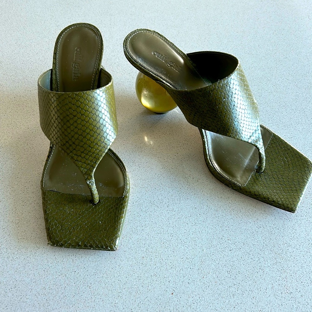 Cult Gaia Olive Green Sandals Heel